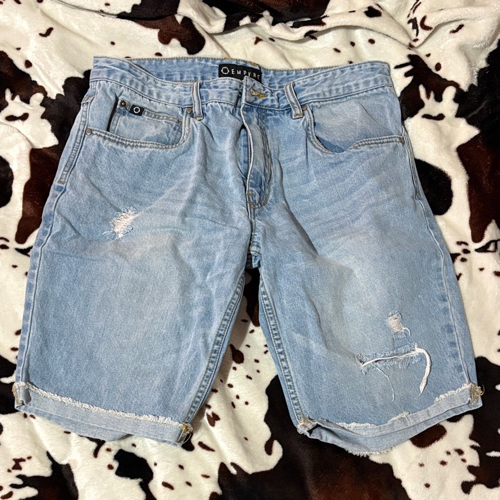 Empyre Light Blue Distressed Jean Shorts
